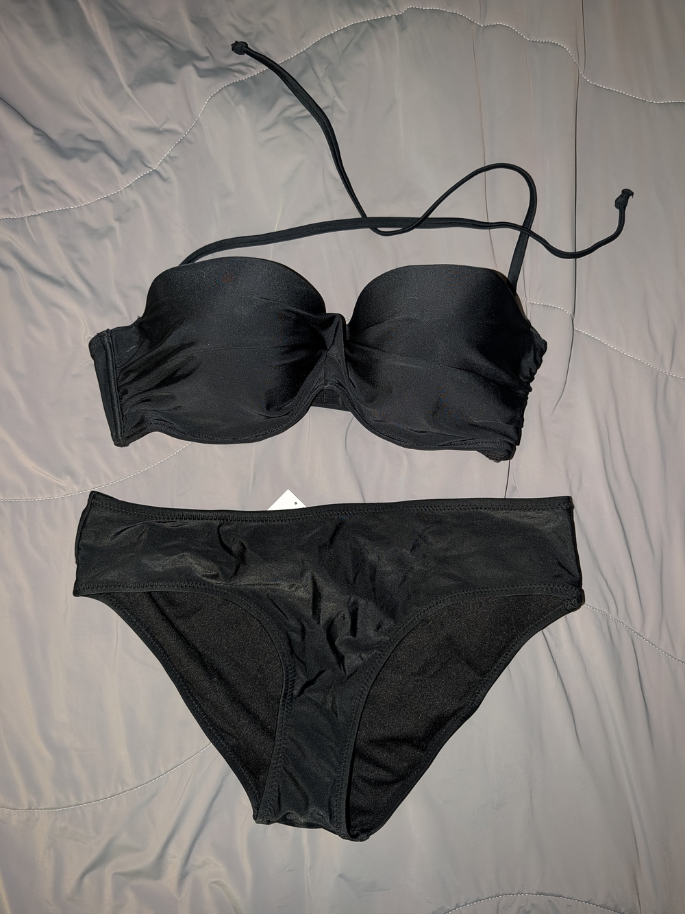 NWT Old Navy Strapless Bandeau Bikini Set in Black, Size L